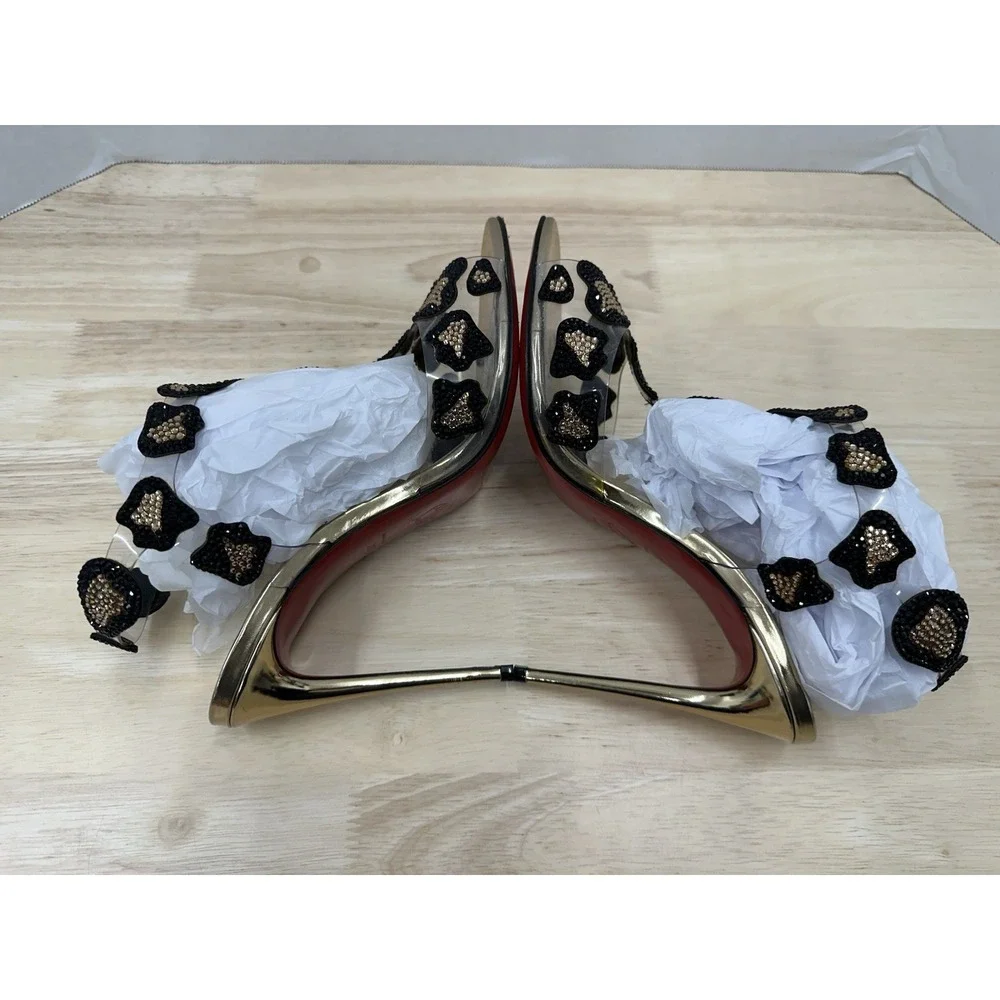 Christian Louboutin Size 39.5 Parsemis Crystal Embellished T-Bar Sandals - Picture 9 of 12